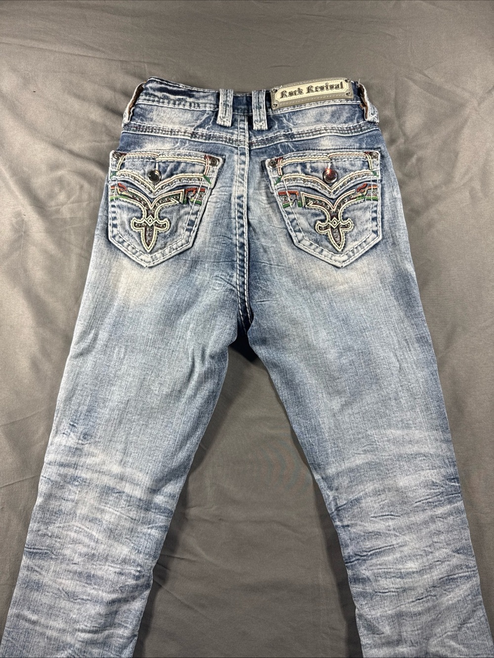 Rock Revival Women’s Light Blue Embroidered Back Pocket Jeans